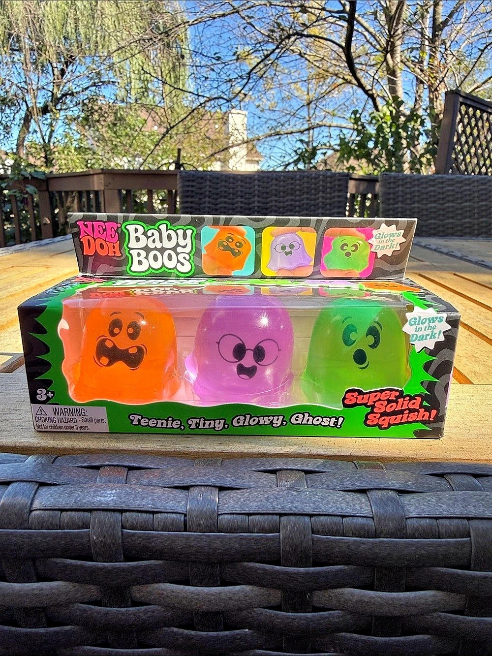 Nee Doh Baby Boos 3-Piece Glow in the Dark Squish Set NWT